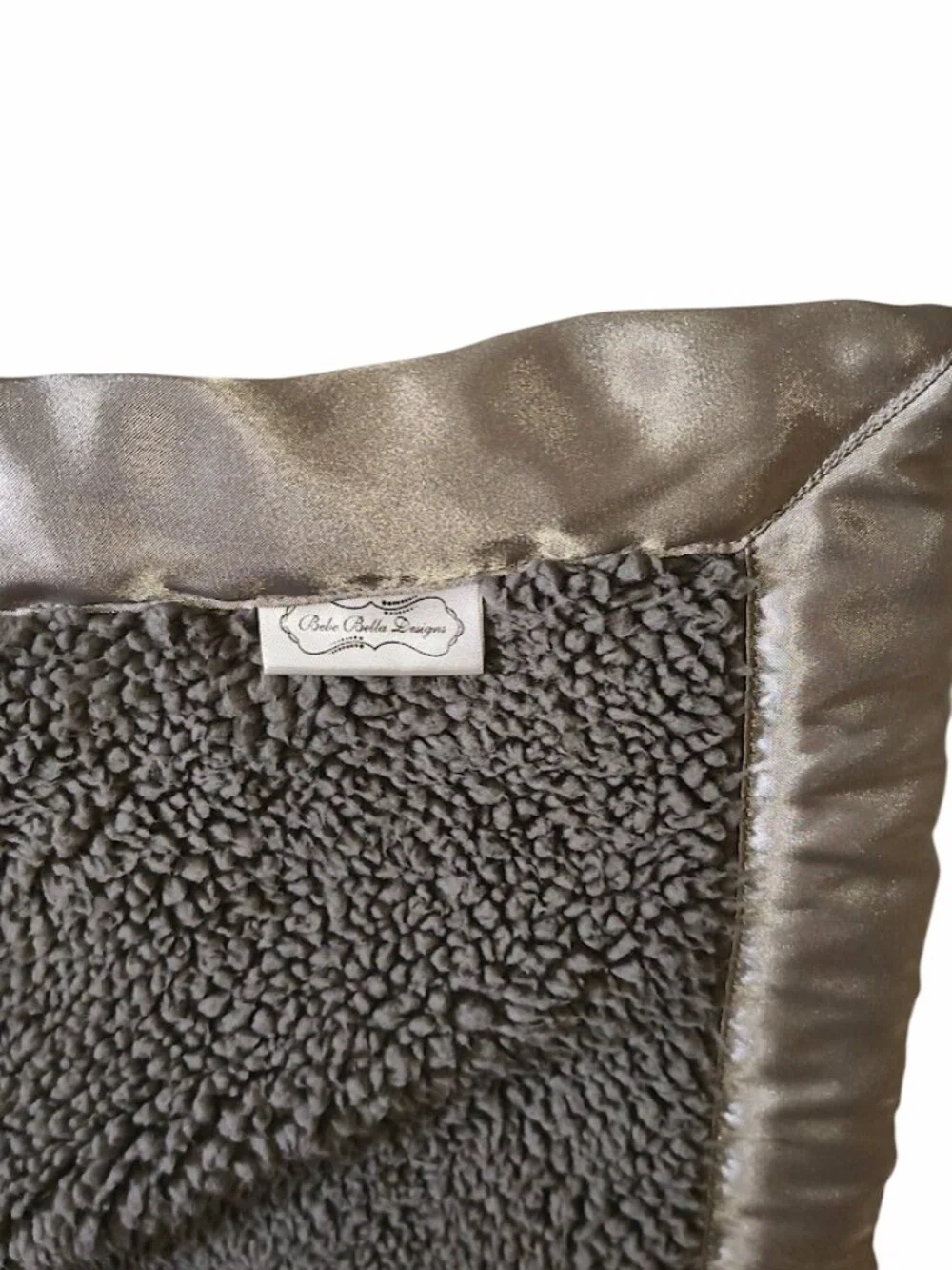 Bebe Bella Design Gray Sherpa Satin Lovey Security Blanket 29